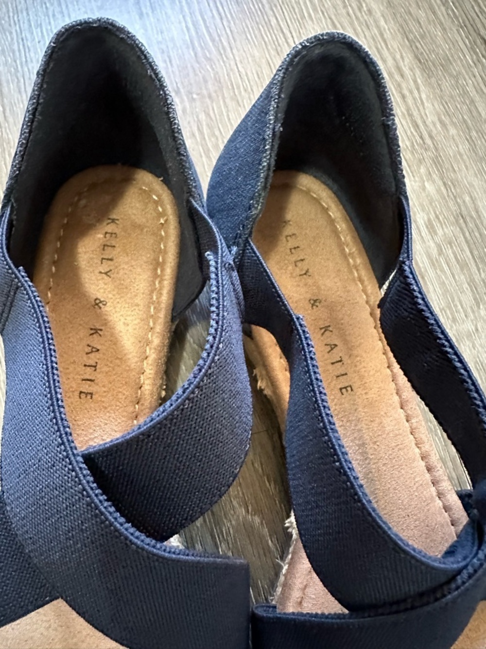 Kelly & Katie Navy Crisscross Elastic Wedge Sandal - Picture 6 of 7